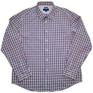 Egara Mens Non-Iron Slim Fit Plaid Dress Shirt XL Preppy Academia